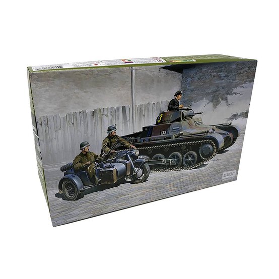 Academy German Panzer I Ausf B and Motorcycle Model Kit 1:35