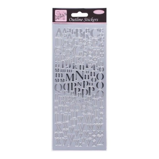 Outline Stickers Mixed Serif Alphabets Silver