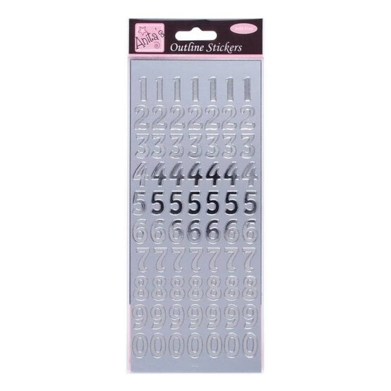 Anita's Large Silver Number Outline Stickers
