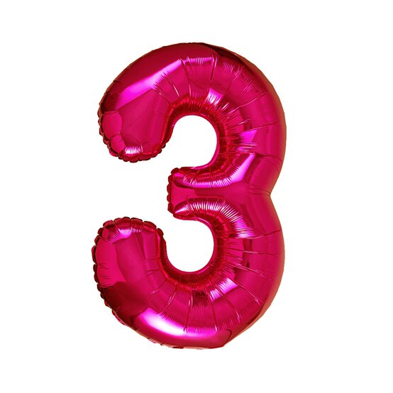 Extra Large Pink Foil Number 3 Balloon