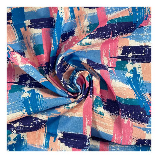 Blue Abstract Print Cotton Fabric by the Metre