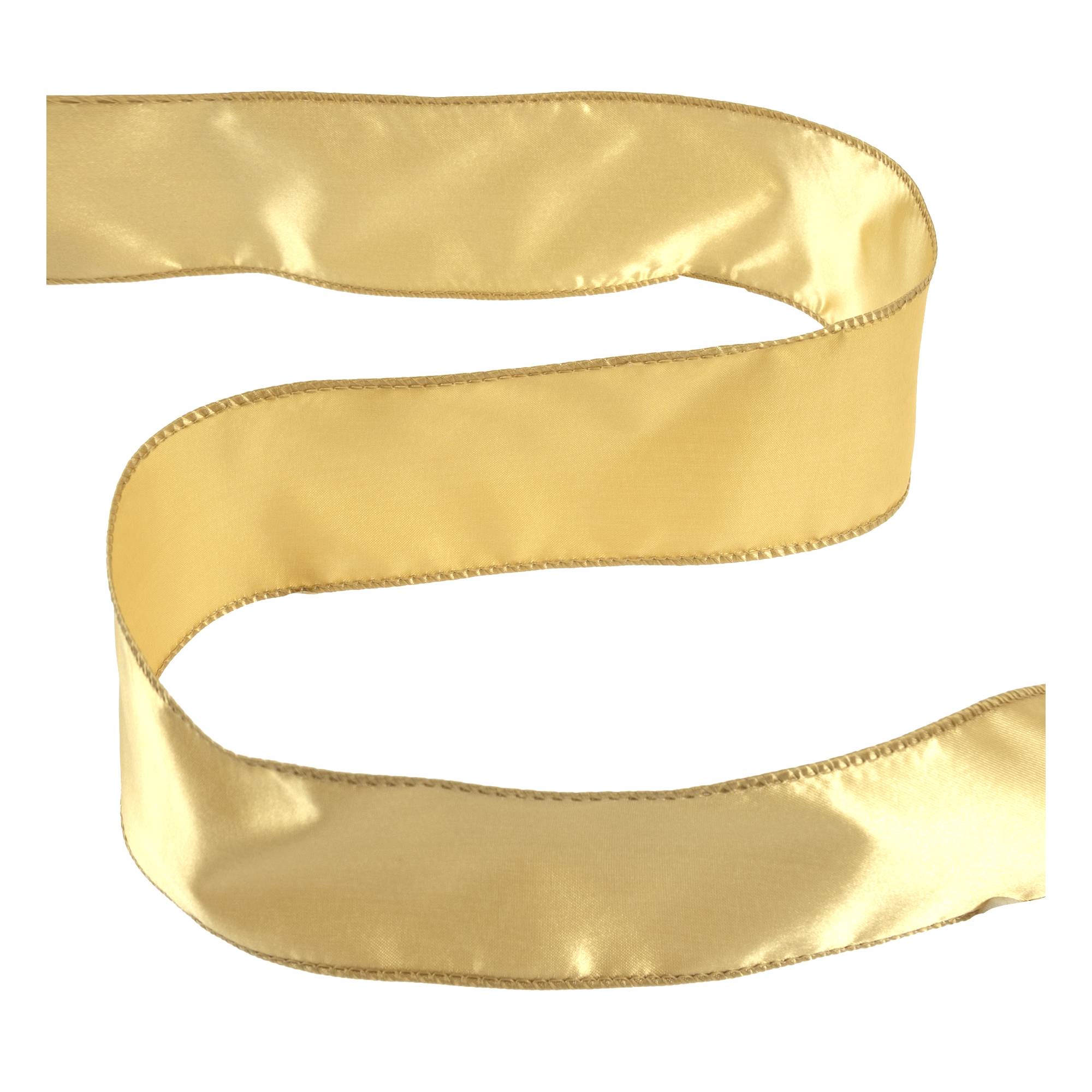 Bright Gold Wire Edge Satin Ribbon 63mm x 3m