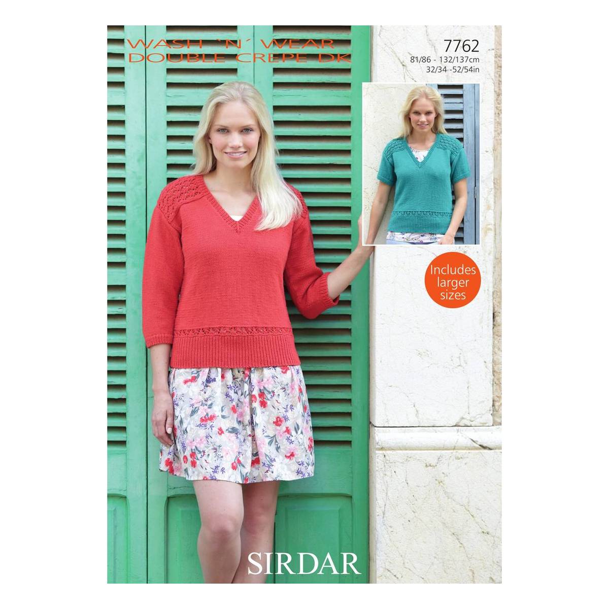 Sirdar Wash 'n' Wear Double Crepe DK Tops Digital Pattern 7762