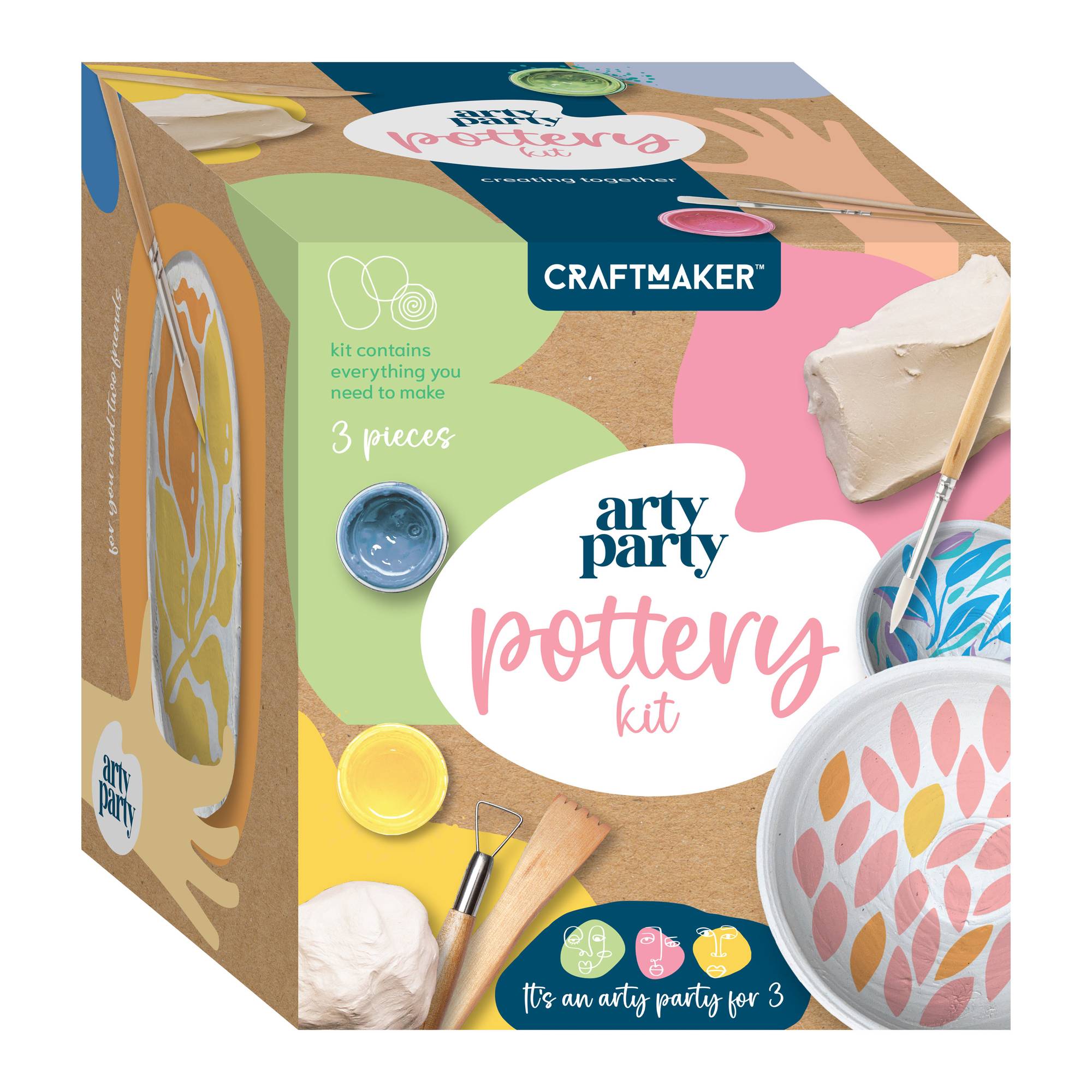 Arty Party Pottery Kit 3 Pack