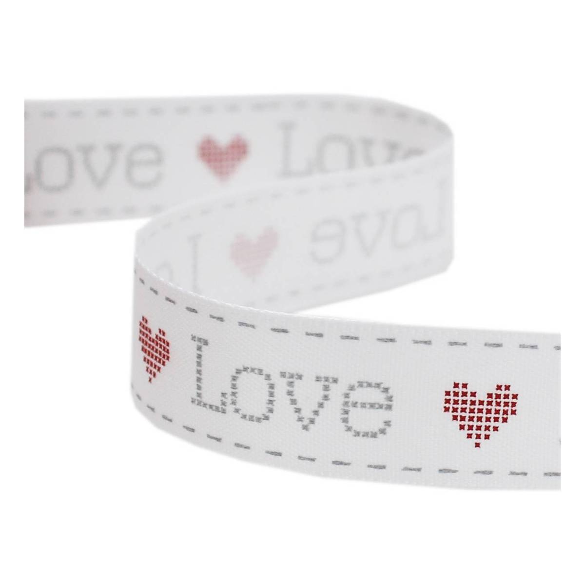 Grey Love Satin Ribbon 16mm x 4m