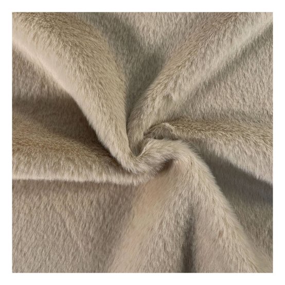 Beige Polyester Fur Pile Fabric by the Metre