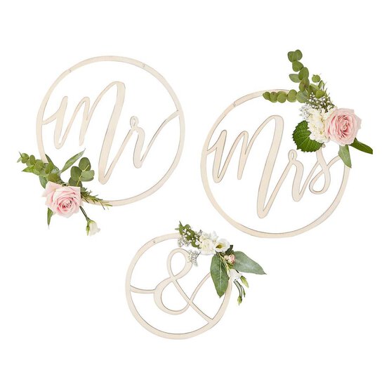 Ginger Ray Mr and Mrs Hoop Decorations 3 Pieces