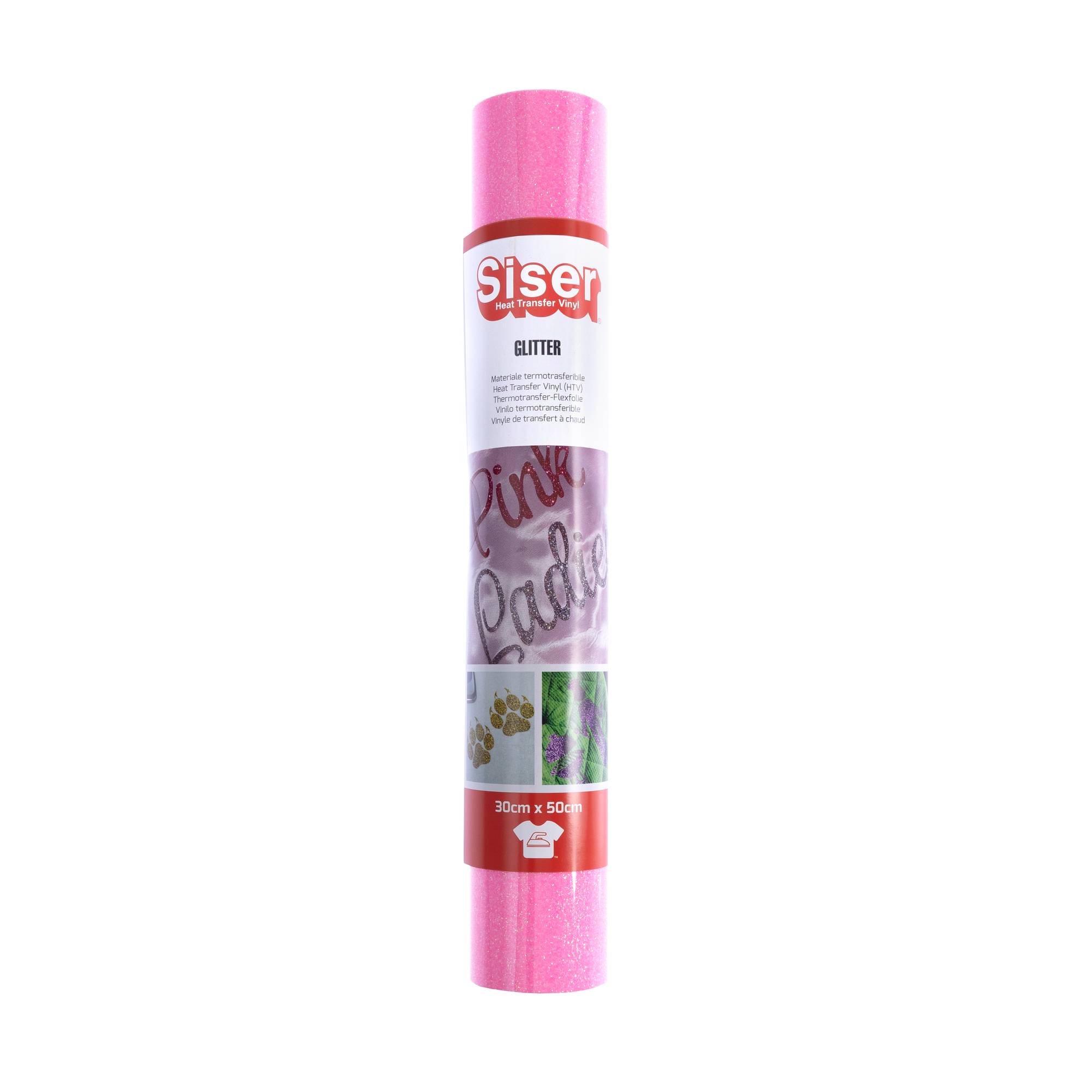 Siser Neon Pink Glitter Heat Transfer Vinyl 30cm x 50cm