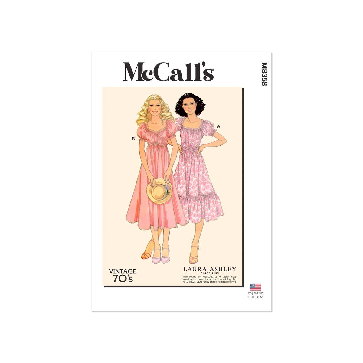 McCall’s Vintage 70s Wrap Dress Sewing Pattern M8358 (6-14)