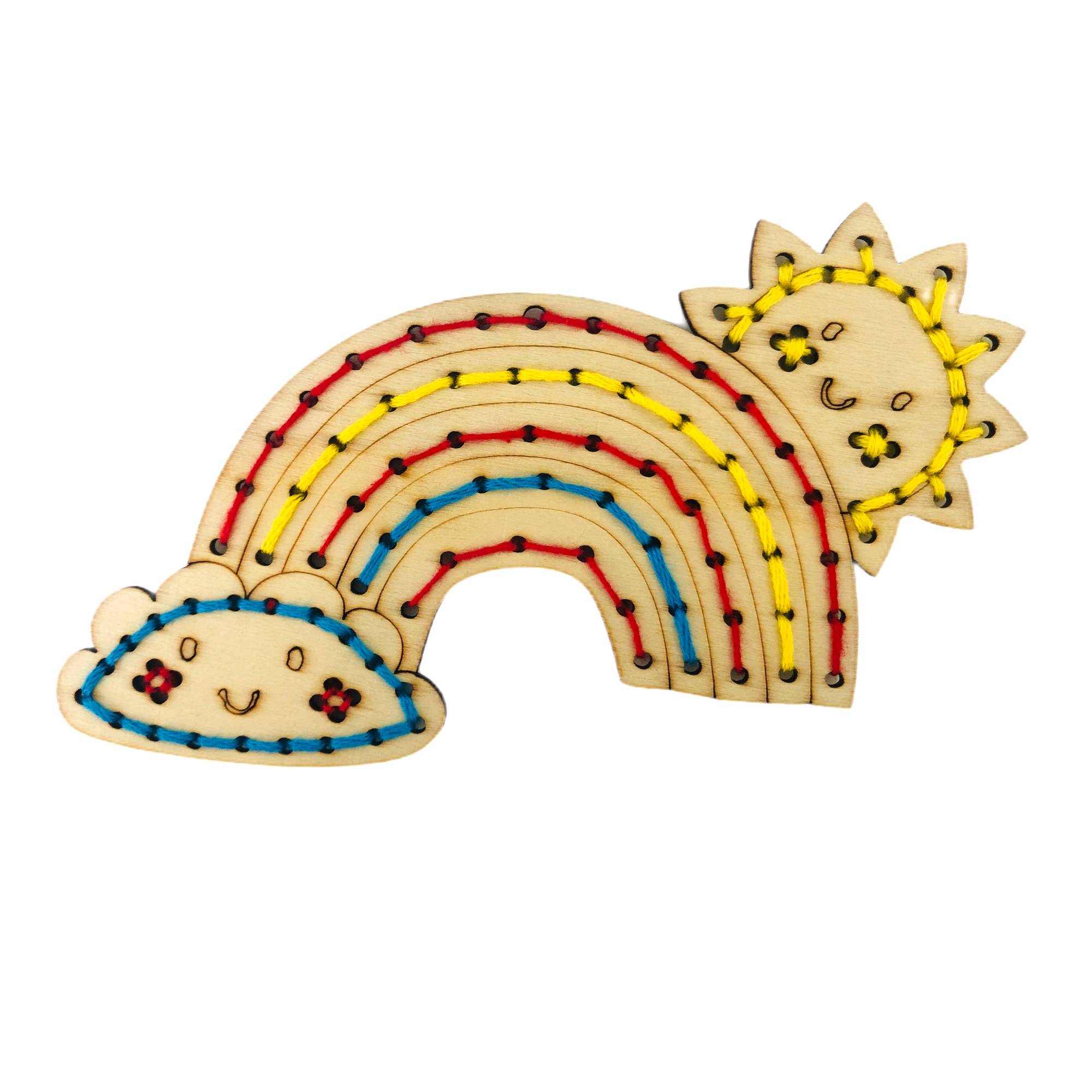 Rainbow Faces Wooden Threading Kit