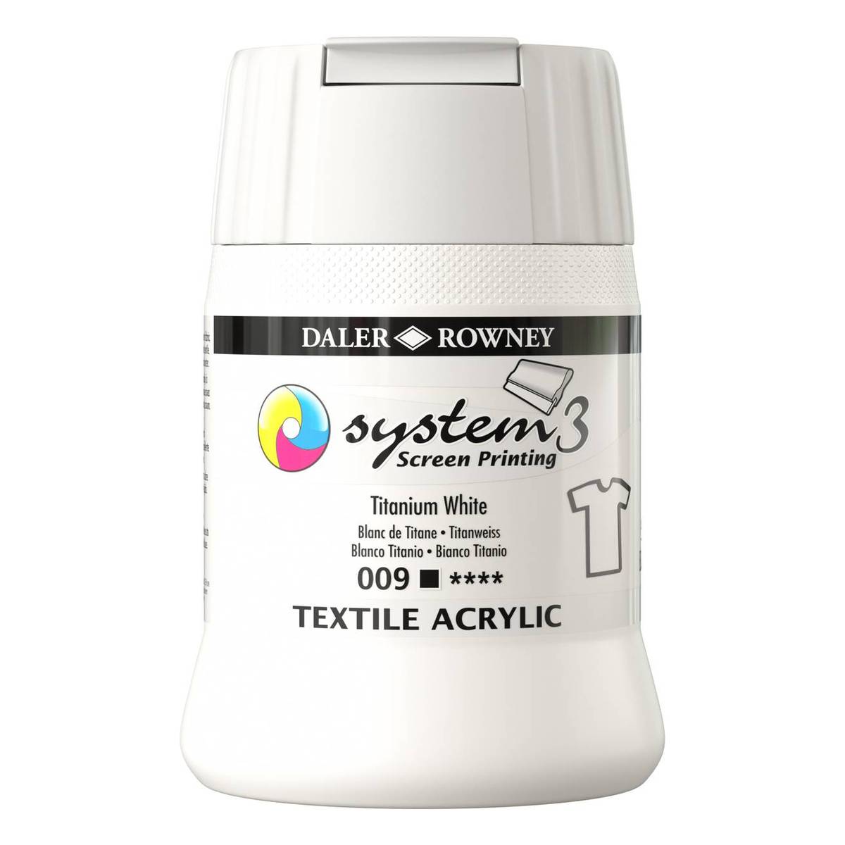 Daler-Rowney System3 Titanium White Textile Screen Printing Acrylic Ink 250ml