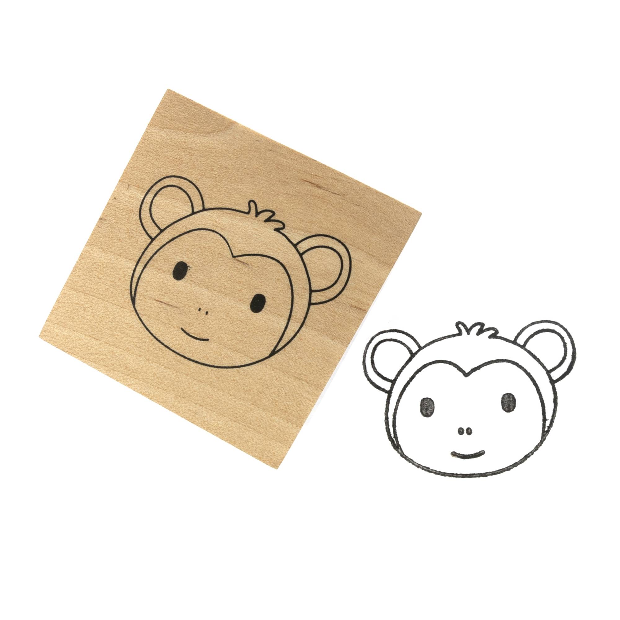 Monkey Wooden Stamp 3.8cm x 3.8cm