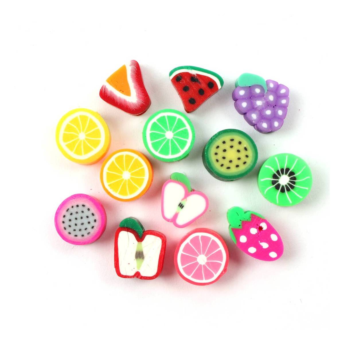 Mixed Cylinder Clay Beads Fruit 300 Pieces