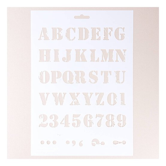 Distressed Alphabet Stencil 21cm x 29cm