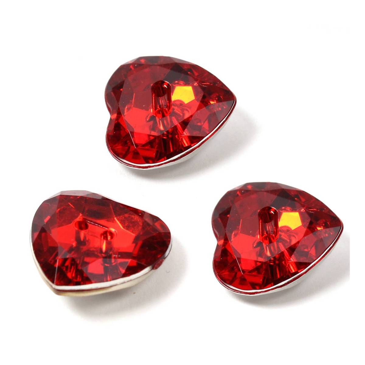 Hemline Red Novelty Crystal Button 3 Pack