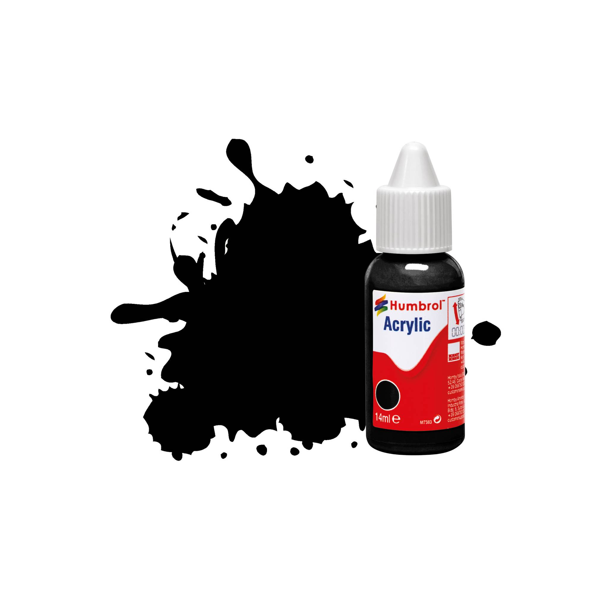 Humbrol 21 Black Gloss Acrylic Paint Dropper 14ml