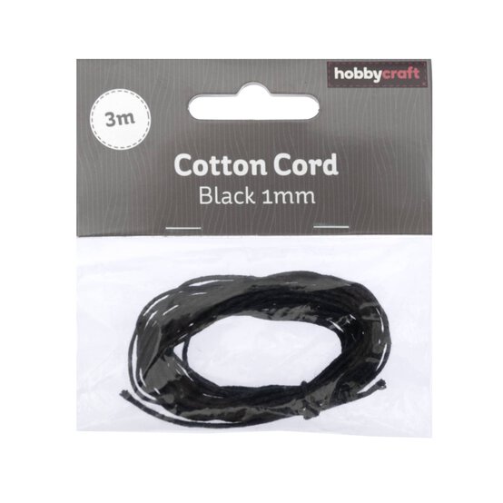Black Cotton Cord 1mm x 3m