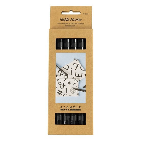 Black Textile Markers 6 Pack