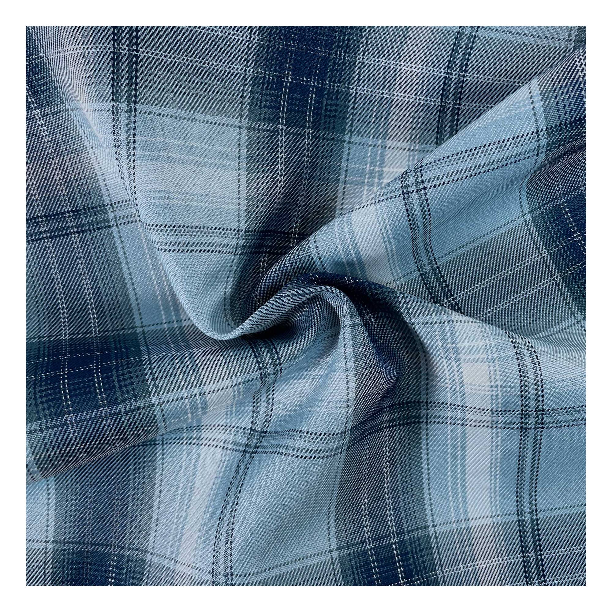 Denim Sparkle Check Polyester Fabric by the Metre