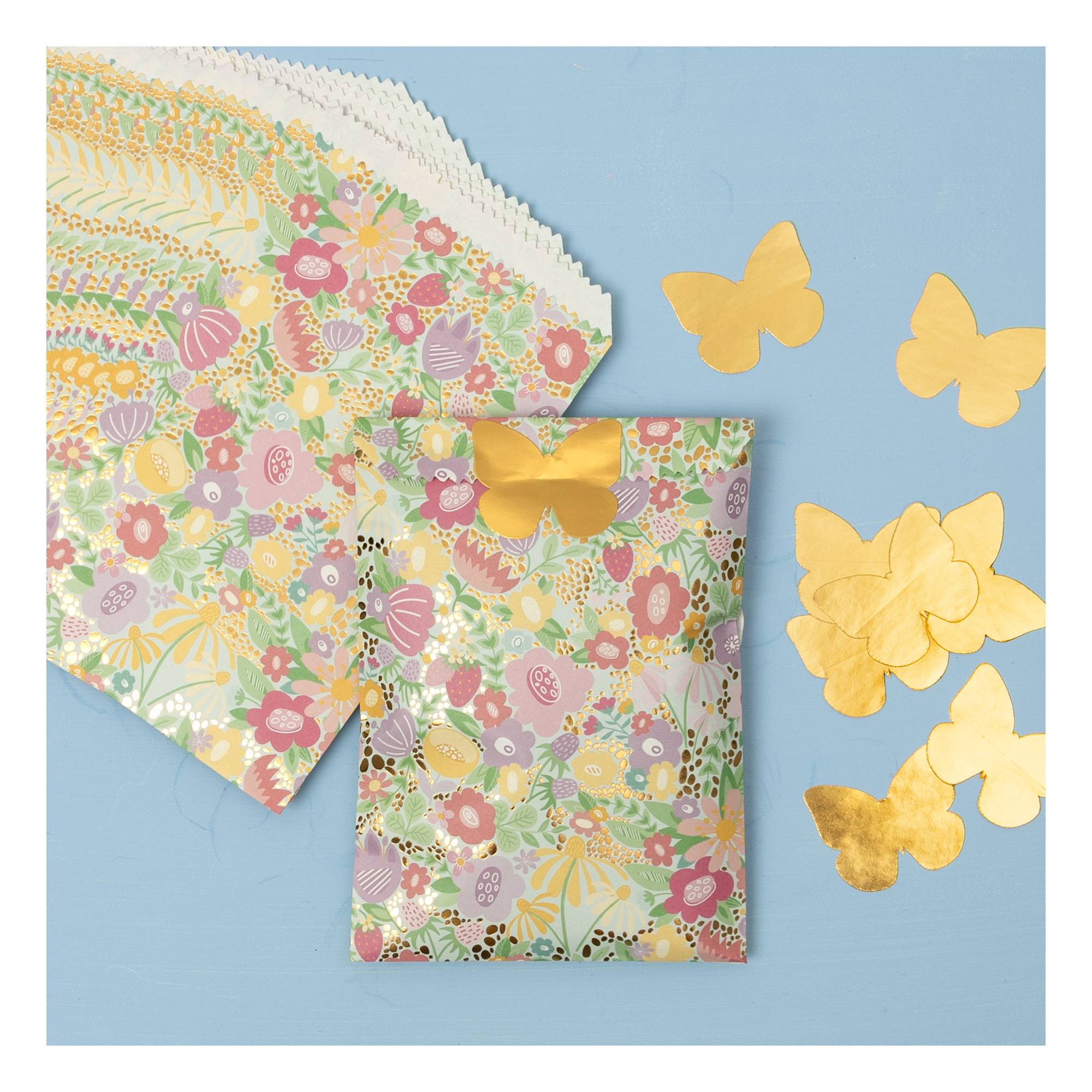 Spring Flower Treat Bags and Stickers 12 Pack