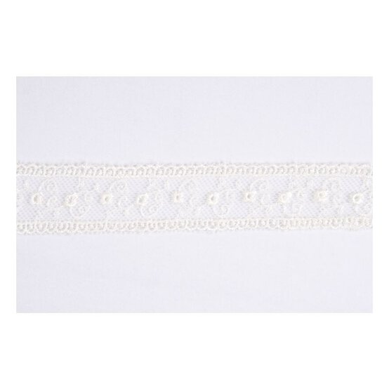 Cream Embroidered Tulle Lace Trim by the Metre