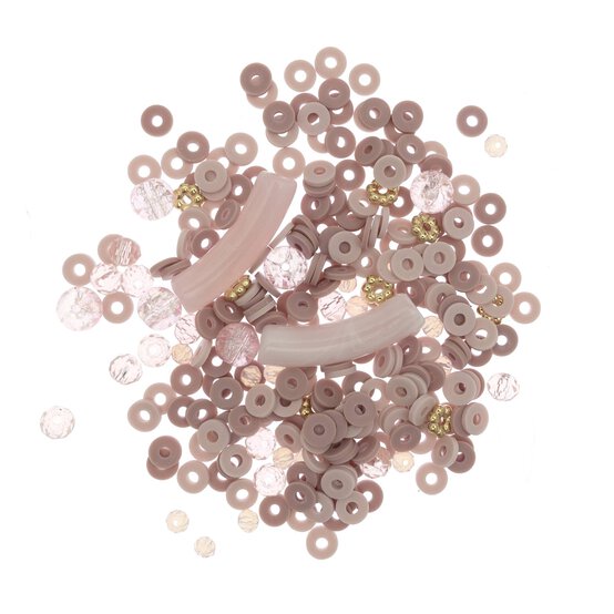 Pink and Gold Clay Beads 68g