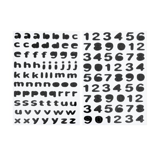 Black Puffy Lowercase Alphabet Stickers 128 Pieces
