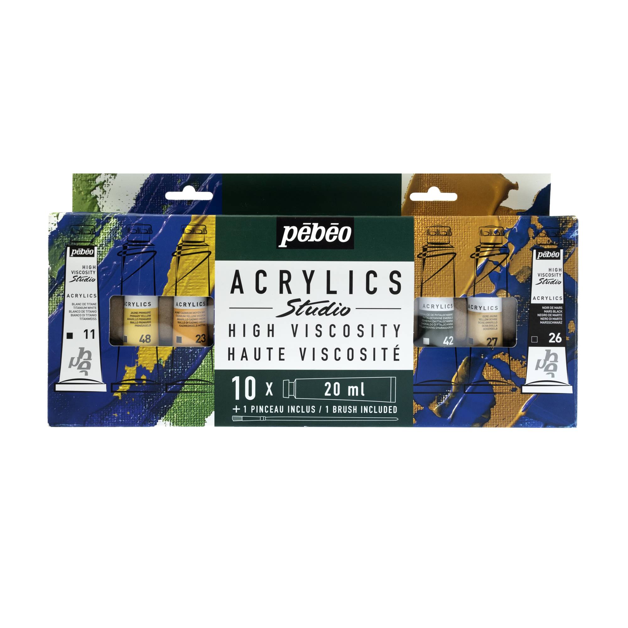 Pebeo Acrylic Paint and Brush Set 10 Pack