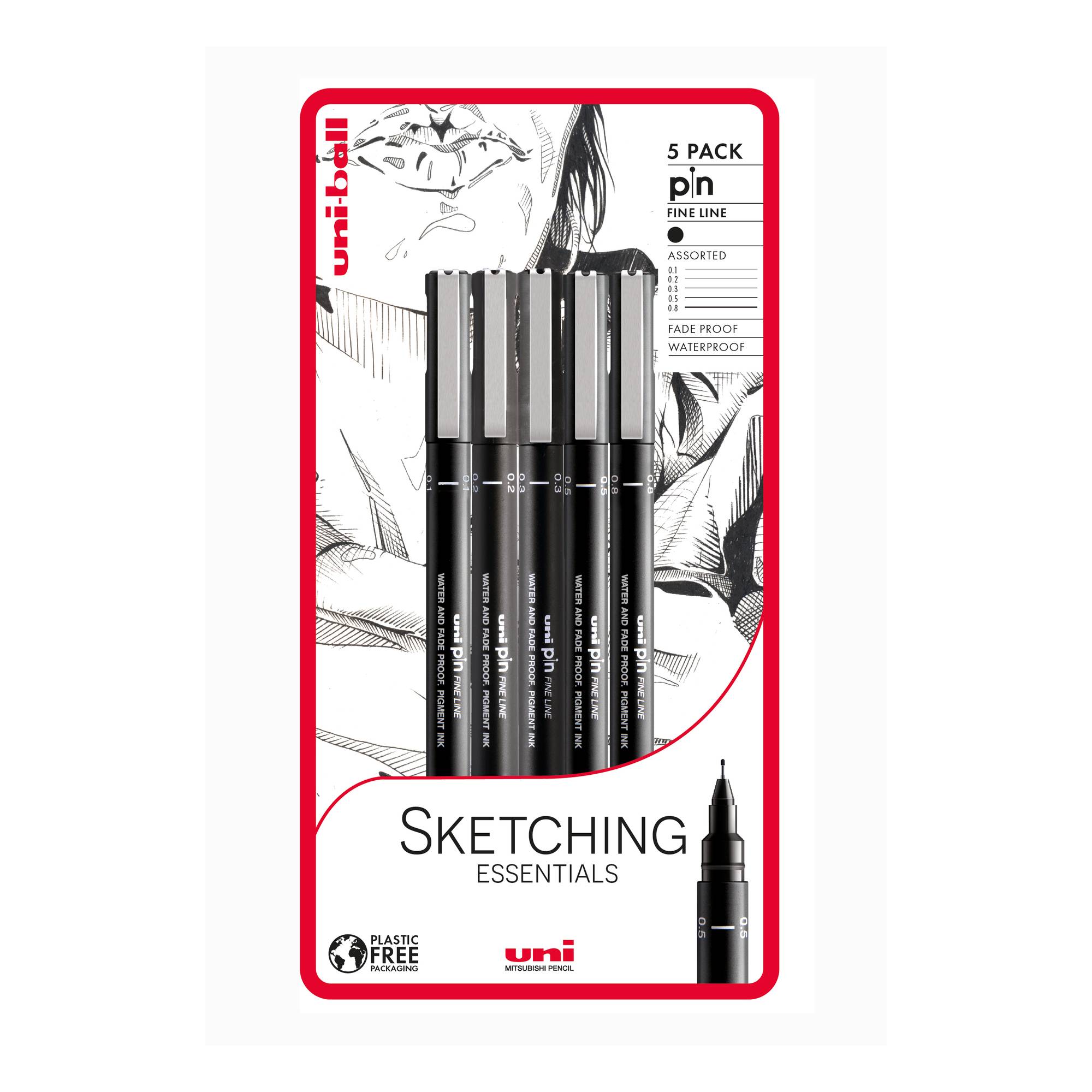 Uni-ball PIN Sketching Fineliners 5 Pack