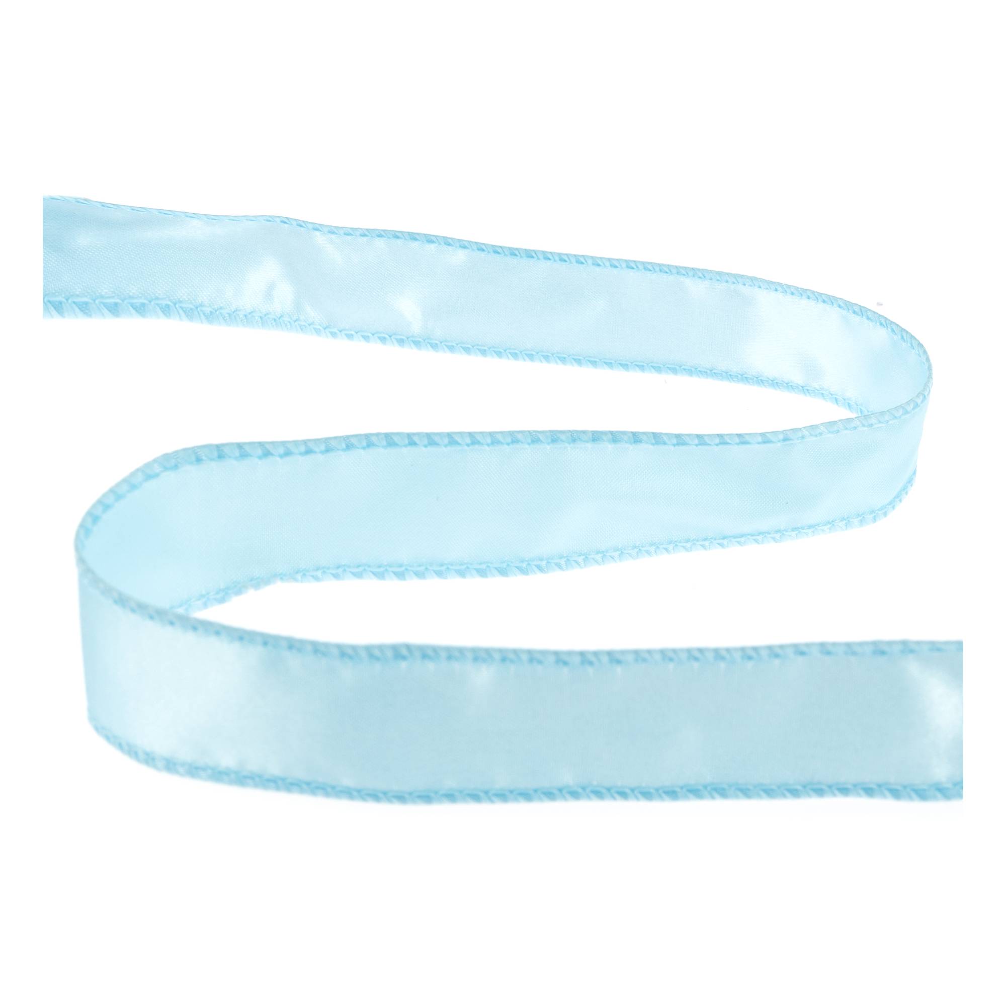 Light Blue Wire Edge Satin Ribbon 25mm x 3m
