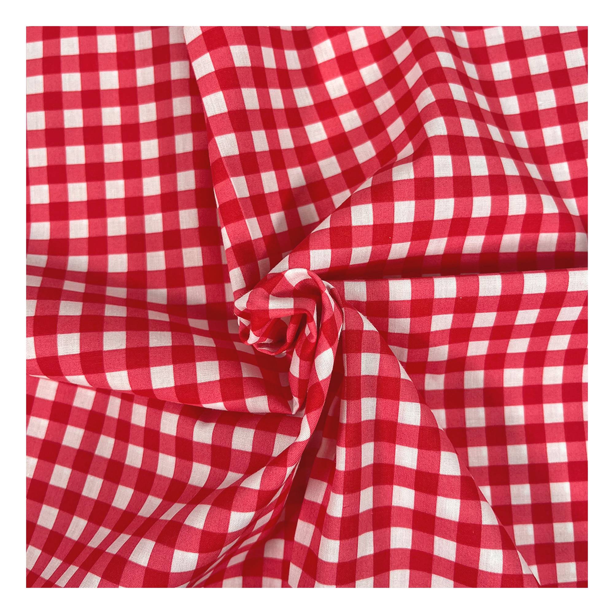 Red Gingham Polycotton Fabric by the Metre
