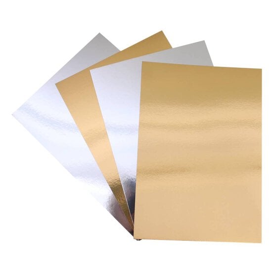 Gold and Silver Metallic Card A4 4 Pack