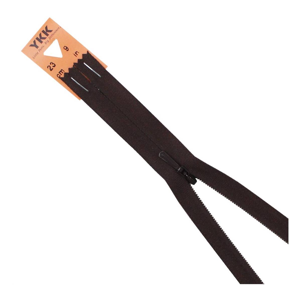 YKK Brown Concealed Zip 23cm