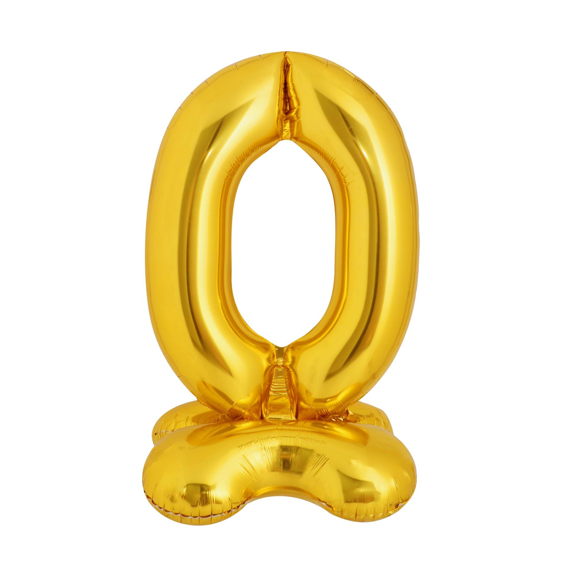 Standing Gold Number 0 Balloon 1m