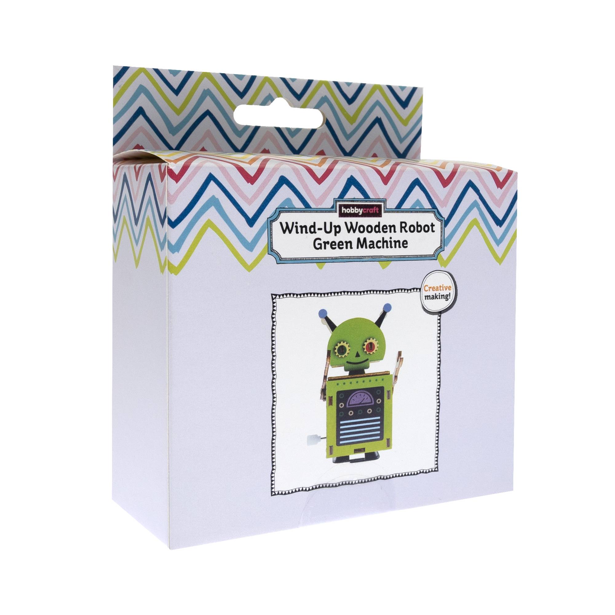 Wind-Up Wooden Robot Green Machine