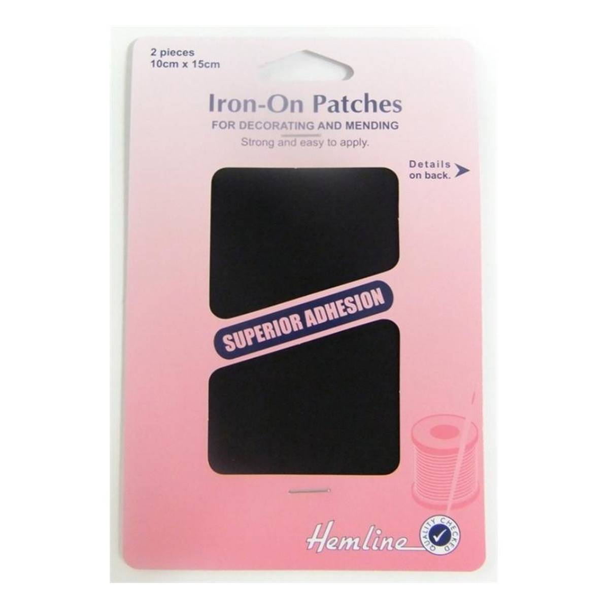 Hemline Black Iron On Patches 2 Pack
