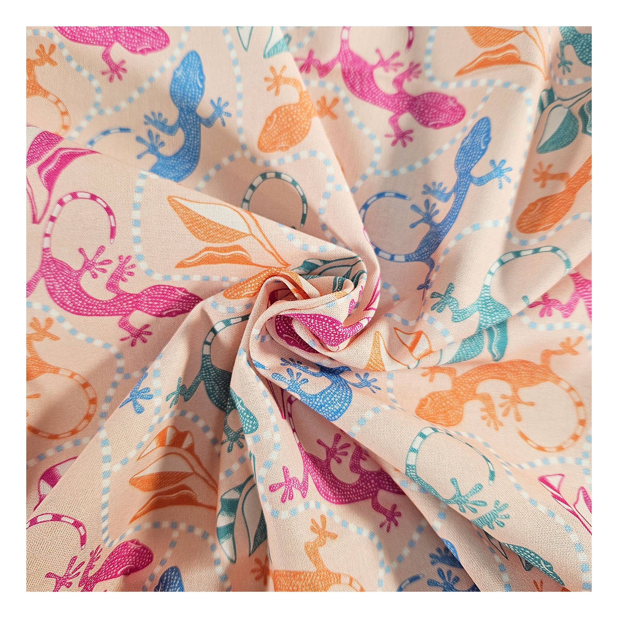 Mediterranean Gecko Cotton Fabric by the Metre