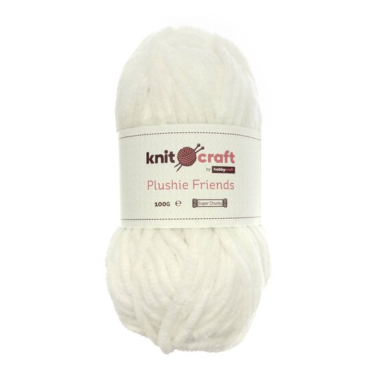 Knitcraft White Plushie Friends Yarn 100g