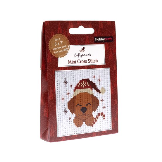 Dog in Hat Mini Cross Stitch Kit