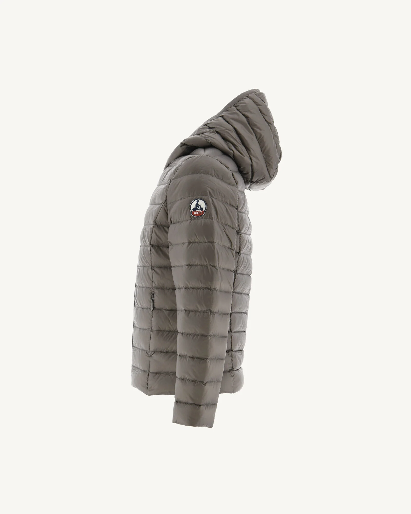 Taupe Carla children's lightweight hooded down jacket