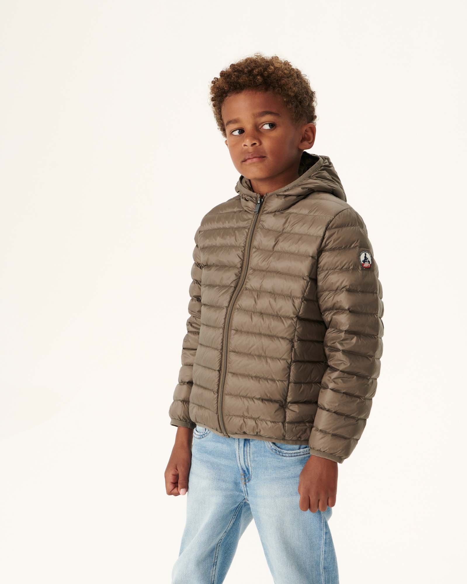 Child's lightweight hooded down jacket Taupe Hugo