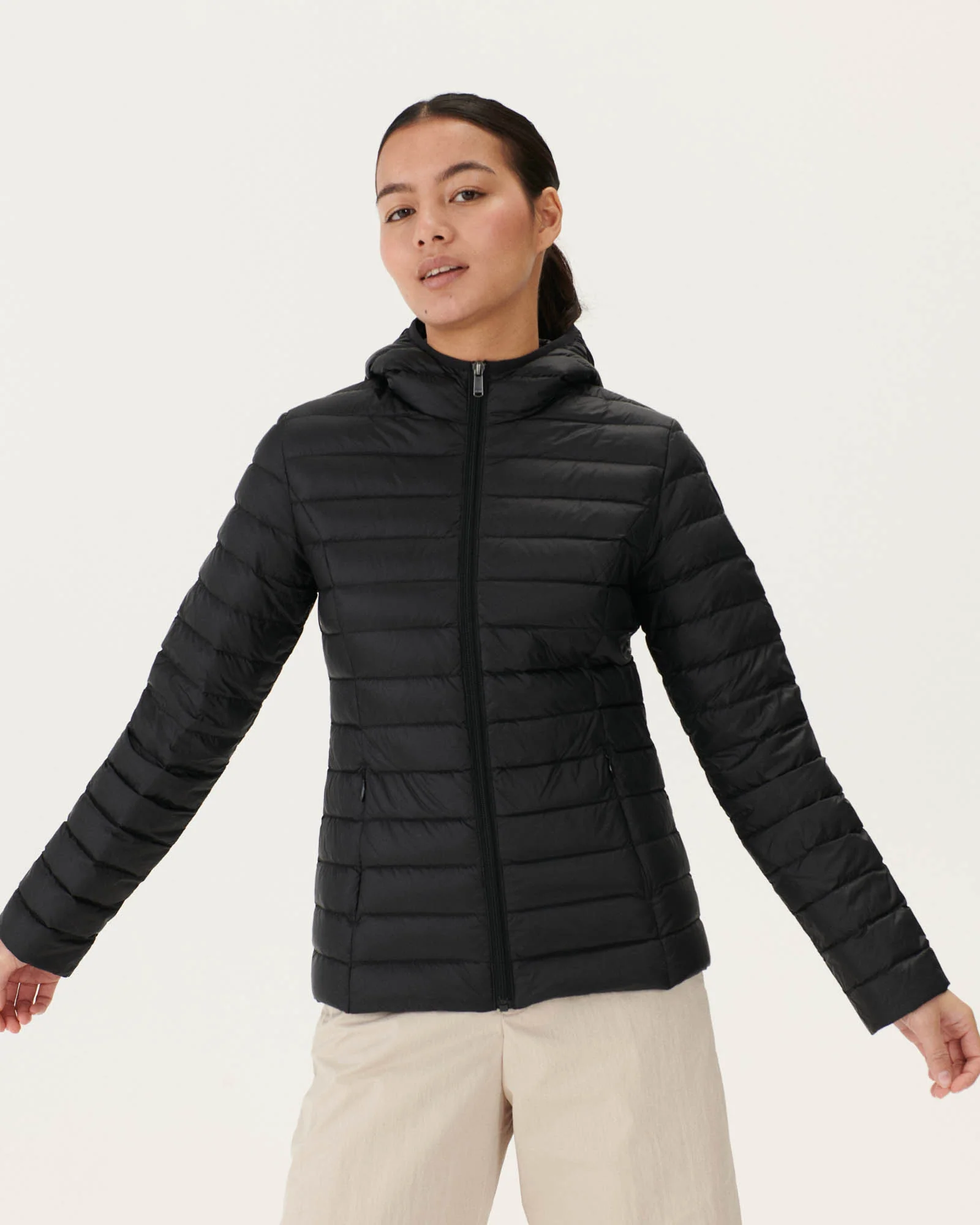 Lightweight hooded puffer jacket Black Cloe