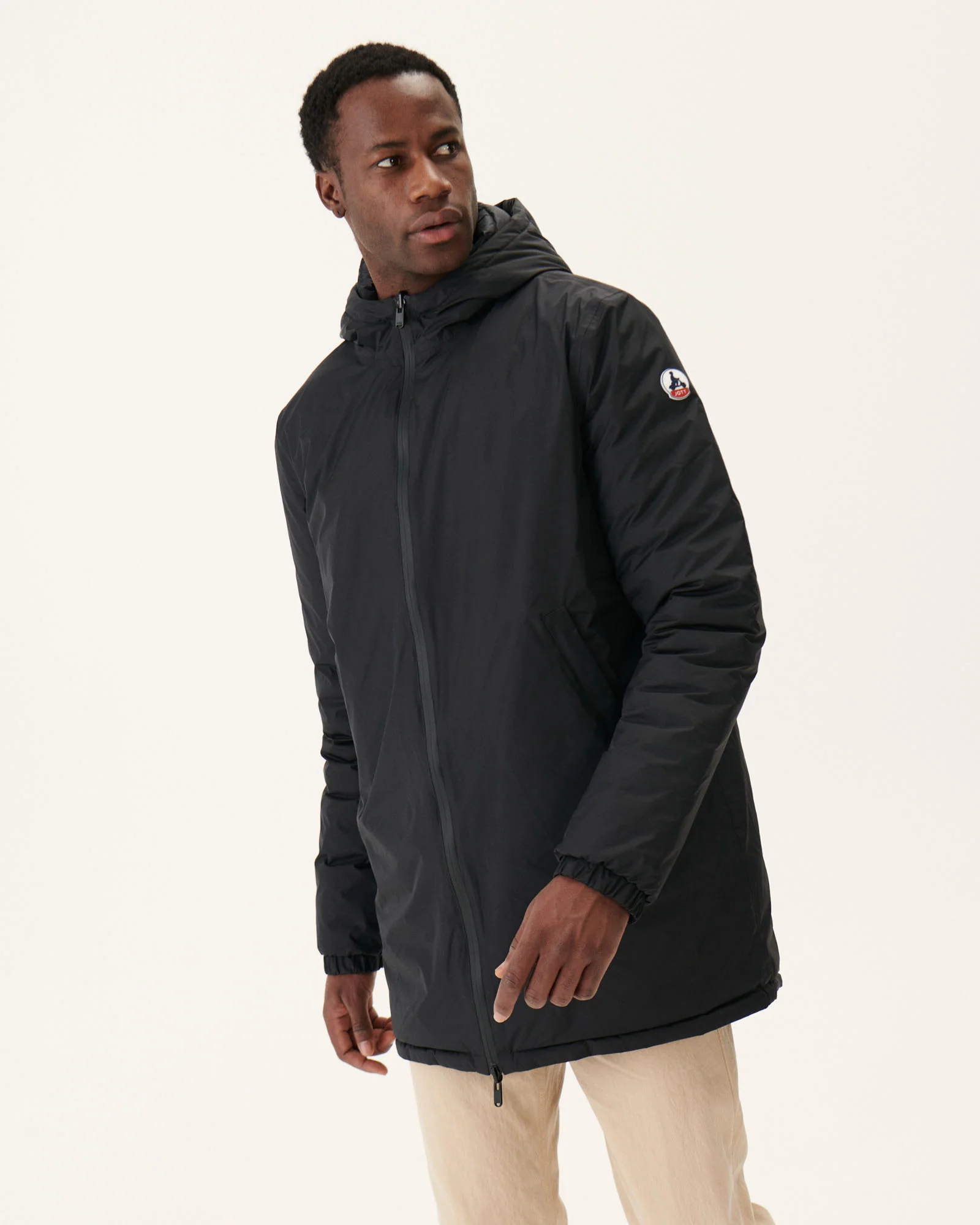 Long reversible hooded puffer jacket Black Amsterdam