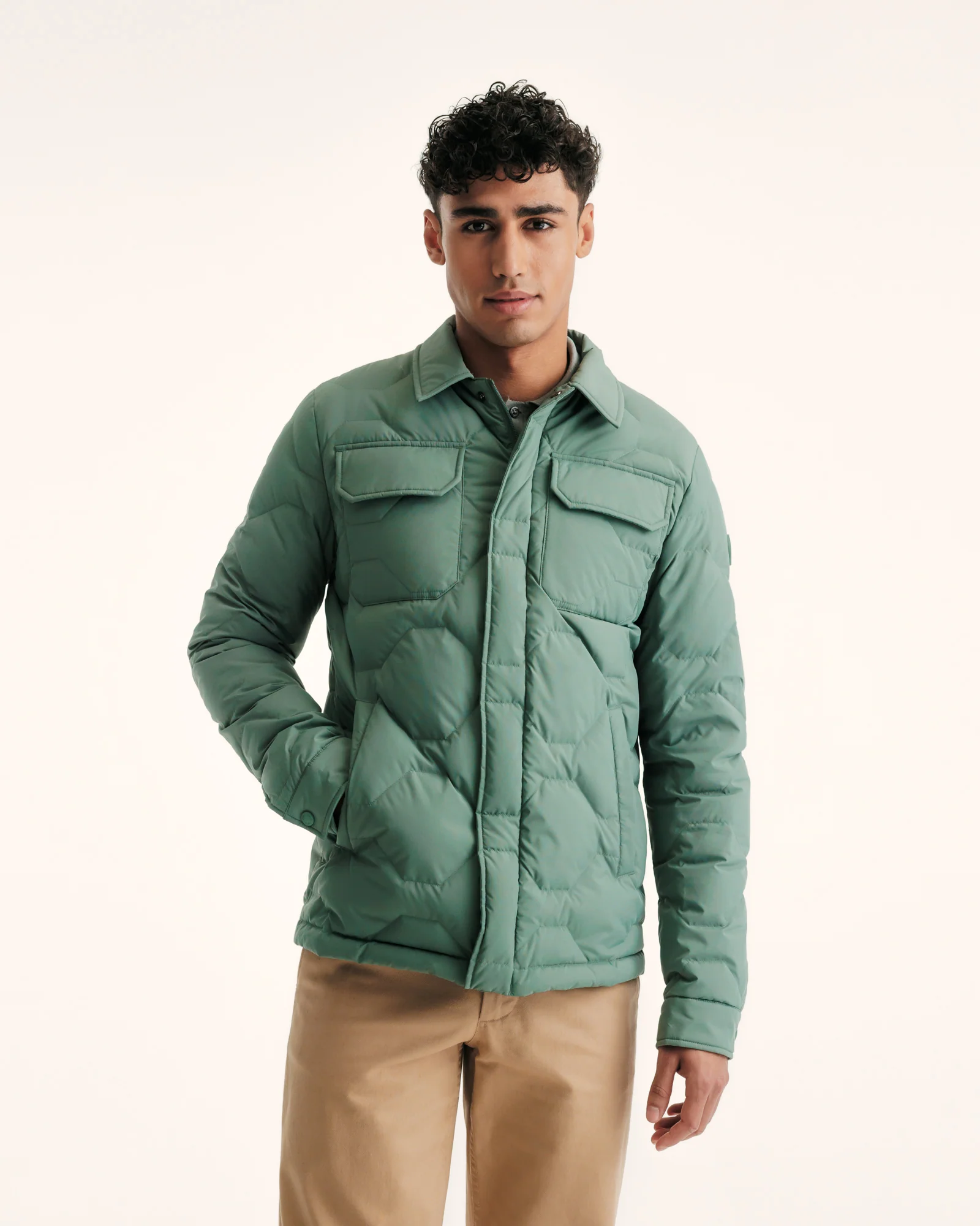 Down jacket Ultralight overshirt Celadon green Andy