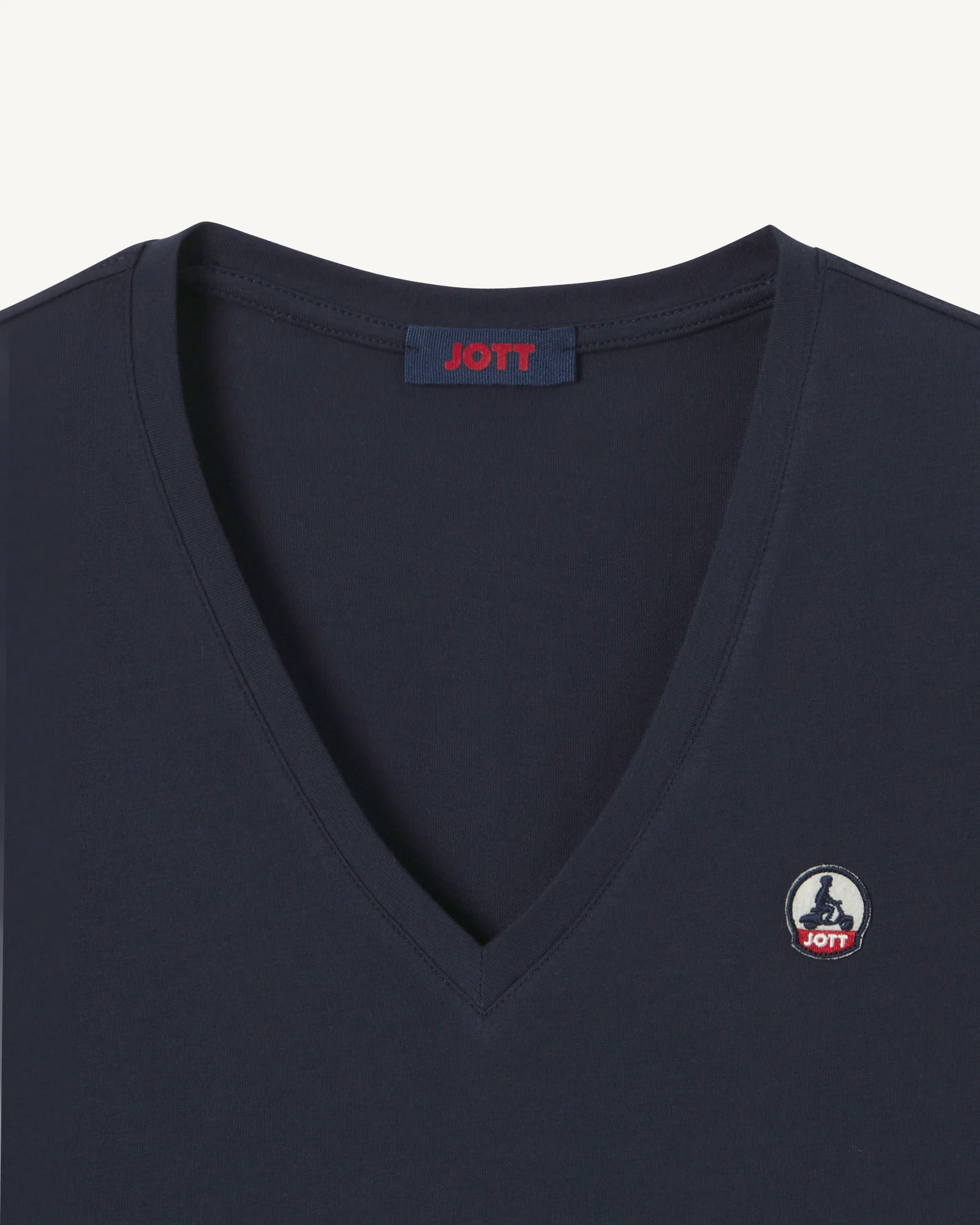 Plain V-neck T-shirt in organic cotton Navy Cancun 2.0