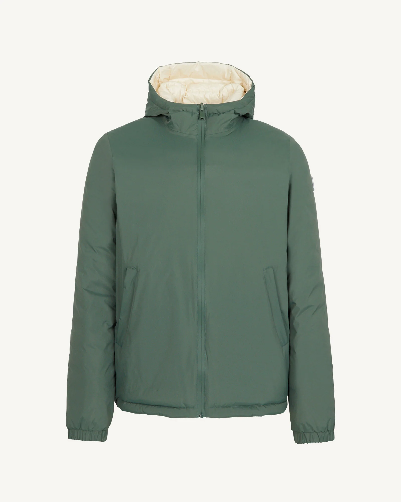 Down jacket reversible hooded Celadon green/Argile Bergen 2.0