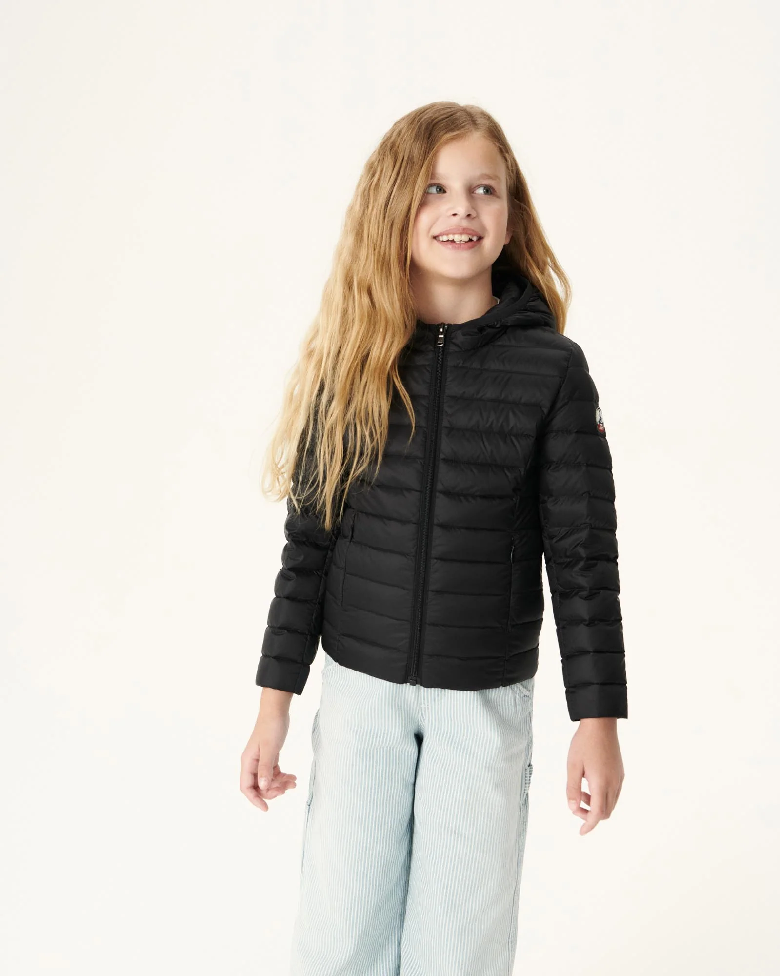 Children's light hooded down jacket Black Carla