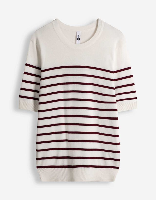 Pullover - Streifen - dunkelrot