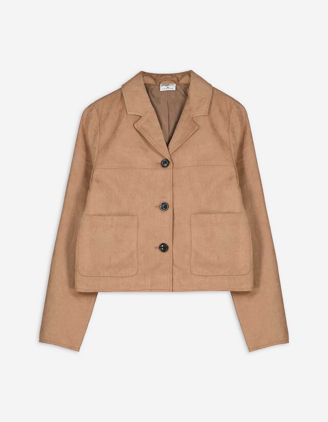 Jacke - Wildlederimitat - braun