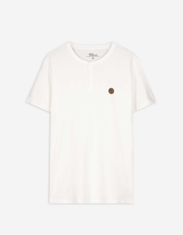 T-Shirt - Knopfleiste - wei&szlig;